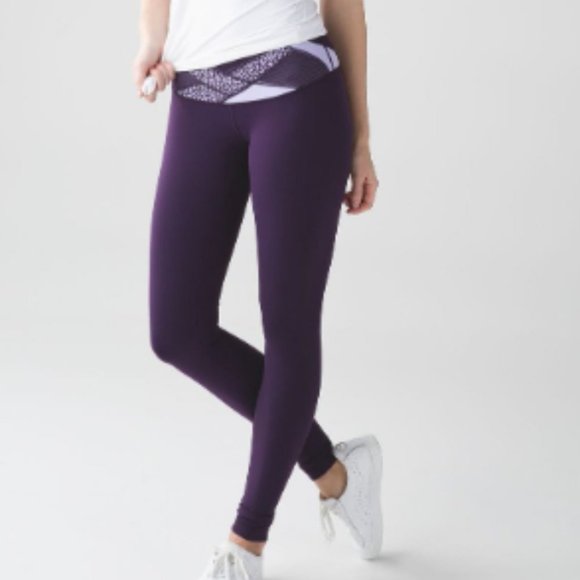 lululemon athletica Pants - Lululemon Wunder Under Pant III Deep Zinfandel / Lilac / Miss Mosaic